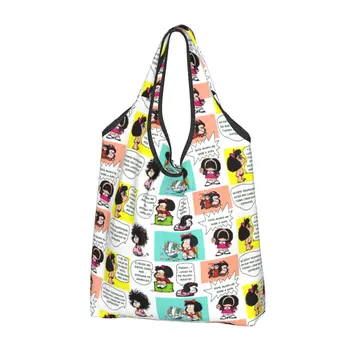 Обичай чанти за пазаруване Manga Quino Mafalda Женски преносими чанти за пазаруване с голям капацитет от картун Kawai