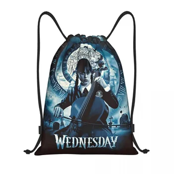 Обичай чанти на съвсем малък Wednesday Addams за пазаруване, раници за йога, Мъжки и дамски чанти за фитнес Nevermore Sports Academy. Раница за фитнес зала