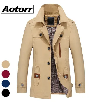 Оборудвана мъжки бизнес тренч, ветровка с дълъг ръкав, зимни топло руното сако с ревери, однотонная горна дреха, модно палто однобортное