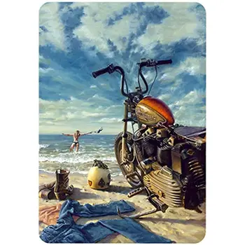 Оригинален ретро дизайн мотоциклет Тенекеджия Метални табели, монтаж на стена Изкуството | Плакат с дебелото бряг за декорация на стените на гаража