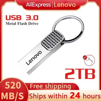 Оригинални Lenovo 2TB Метален Стик за USB 3.0 Флаш Устройства Високоскоростен USB диск 1TB Преносим Диск Памет Аксесоар TYPE-C Адаптер