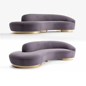 Оригинални Дизайнерски Италиански Лесен Луксозен Модерен Кадифе диван със специална форма с Полукръгла дъга
