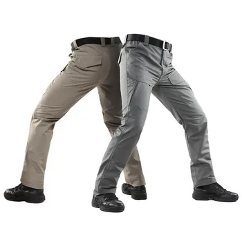 Открит къмпинг Туризъм Лов Памук, Водоустойчив камуфляжные тела Мъжки военни брюкиКарго с множество джобове Тънки Тактически панталони