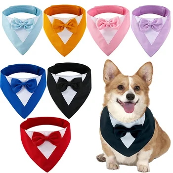 Официален вратовръзка за домашни кучета и котки, смокинг, папийонка, черен и червен нашийник, аксесоари за домашни любимци