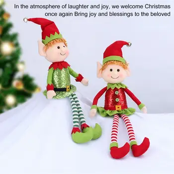 Очарователно бижу под формата на елф, Коледна украса във вид на елф, цветна играчка плюшен по-дълги крака, 65 см, Коледна украса във вид на елф ръчно изработени за парти