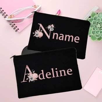 Персонални потребителско име, женски козметични чанти, чанта за грим, модерна чанта за съхранение на червило с цип, сватбени чанти за шаферки