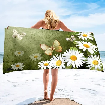 Плажни кърпи Дейзи, много големи, добре абсорбиращи влагата Хавлиени кърпи, бързо съхнещи и сверхмягкие за баня, душ, пътуване, басейн