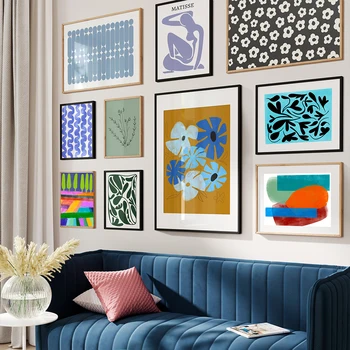 Плакат на Матис, абстрактна живопис върху платно, стенно изкуство с цветя, модерни постери и щампи, картини с полевыми цветя за домашен интериор на хола.