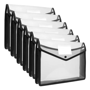 Пластмасова торба с капацитет от 6 броя, формат А4, файлов организатор, чанта за документи чанта за съхранение на канцеларски материали.
