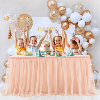 Пола за бюрото от розово злато, Шифоновая Завесата, Сватбена украса, покривка, Парти по случай рожден Ден, Детска, трапезария, Къща за дейности