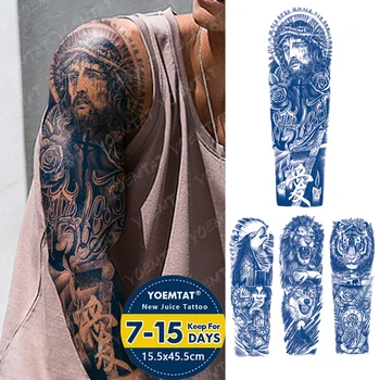 Полупостоянные Билкови татуировки на големи ръцете на Исус, на Кръста, Текстово дума, Водоустойчив Временни татуировки, Устойчиви на Фалшиви Татуировки За жени и мъже