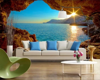 Потребителски тапети средиземноморската пещера скала морски здрач фон тапети начало декор дневна спалня 3d тапети