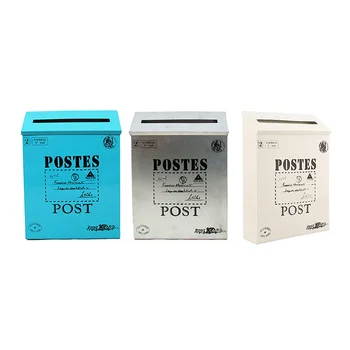 Пощенска кутия, Винтажное монтиране на стена, Пощенска кутия за писма, Устойчиви на корозия Пощенска патрон, подходящ за външна син цвят