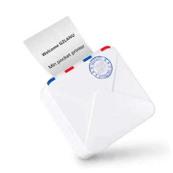 Преносим джобен фото принтер Phomemo M02S HD 300 dpi Бял / черен Мини Bluetooth Термална безжична печат на етикети Безплатно приложение