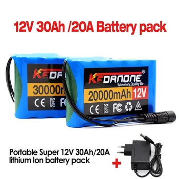Преносим литиево-йонна батерия 18650 12V 30000 mah капацитет 3s2p dc 12,6 V 30Ah 20Ah за риболовни светлини + зарядно устройство