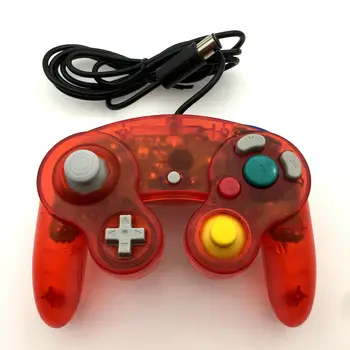 Прозрачен червен на кабелната гейм контролер GC Shock за игрова конзола Nintendo GameCube NGC