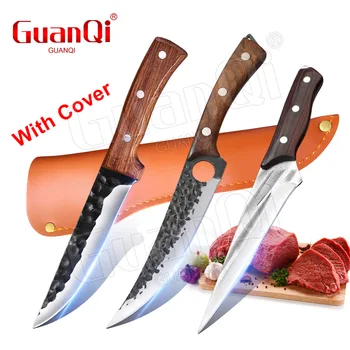 Професионален нож на главния готвач, Кухненски нож от неръждаема стомана, Ловен секира, Изкован Обвалочный нож за месо и зеленчуци