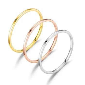 Пръстен за двойки от титанов стомана с дебелина 1 мм, сребърен цвят, Просто модерен пръстен за отпечатъци от розово злато за жени и мъже, мъжки подаръци