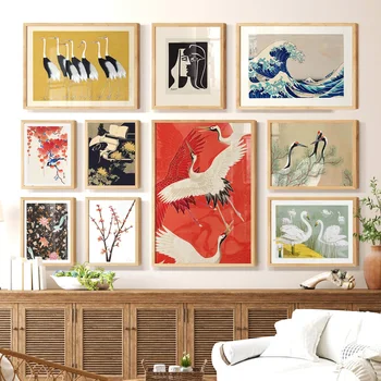 Птица Пикасо Госпожица Канагава Ретро Абстрактно японското монтиране на изкуството, платно, маслени картини, плакати и щампи, стенни картини за вашия интериор на спалнята