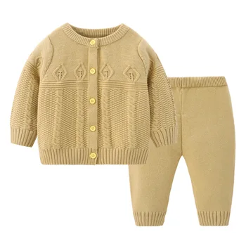 Пуловери за момчета и момичета, топъл детски комплект пуловери за момичета на пролетта и есента, монофонични жилетка с кръгло деколте