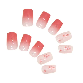 Режийни ноктите с квадратни розови цветя, очарователен, удобни в чорап маникюр ноктите за любителите на маникюр и красота-блогъри