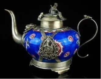 Ръчно дизайн сребърна маймуни, маймуни, дракон, феникс тибет сребърен порцеланов чайник; инструменти TBW-00 сватбена месинг