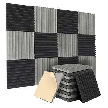 Самозалепващи акустични панели, 1 бр., Звукоизолирани стенни панели 12X12x1 инча за домашно студио