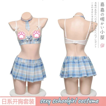 Секси плиссированная пола, направо костюм Jk, Японски сутиен с цепка на гърдите, Дамски дрехи, ученичка, мила студентка, cosplay, костюми моряк