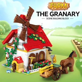 Серия Creative Farm един конете Плевнята, Хамбара, Карета, Строителни блокове, Тухли, Играчки, подаръци