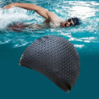Силикон водоустойчив шапки за плуване предпазват ушите, дълга коса, спортен шапка за басейна, шапка за плуване свободен размер за възрастни мъже и жени