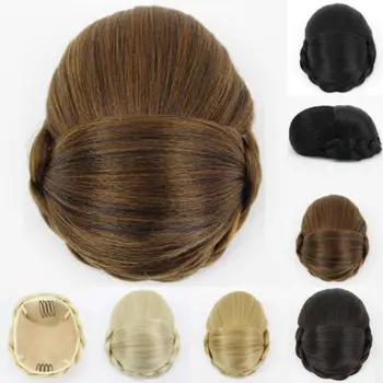 Синтетични перука с заколкой под формата на режийни кифли за коса, покриващи поничка, дъвка за коса под формата на неочаквани греда, еластични ленти за жени