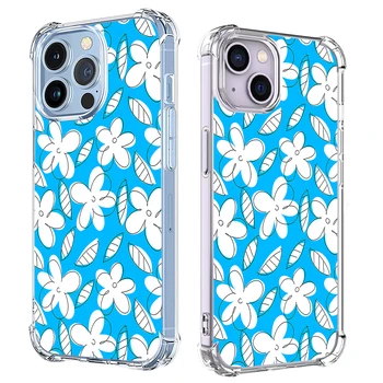 Синьо-Бял Цветен Калъф За Телефон iPhone 15 14 13 12 11 Pro X XR XS Max 7 8 Plus SE 2 3 Mini Мека Прозрачна Противоударная Делото От TPU