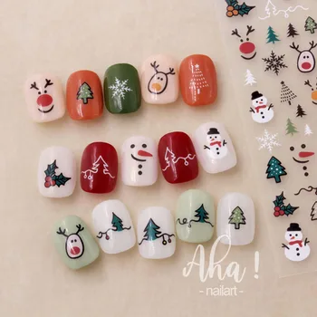 Сладки стикери за нокти в зимна Коледна атмосфера Снежен човек Снежинка Лосове Висококачествени Самозалепващи Стикери за нокти Nail Art Decor
