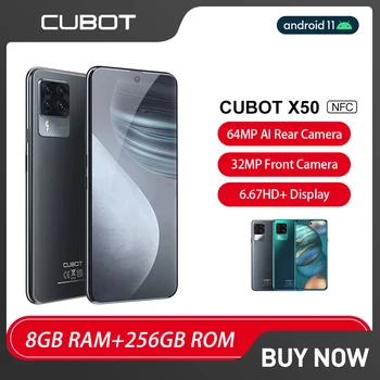 Смартфон Cubot X50 Android 8 GB RAM 256 GB ROM 6,67 Инча, FHD + Хелио P60 Восьмиядерный 32-Мегапикселов Селфи 4500 mah LTE 4G Мобилен Телефон NFC