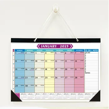 Стенен календар за 2023 година Английски Календар за 18 Месеца Стенен Календар с Големи Линейчатыми Блокове за Планиране и организация на стоки за дома и Офиса