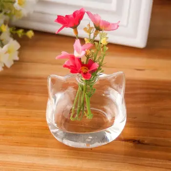 Стъклена ваза във формата мультяшного котка, която не е лесно да се раздели, Прозрачна Гидропонная ваза за цветя, Гидропонная бутилка, арт подарък