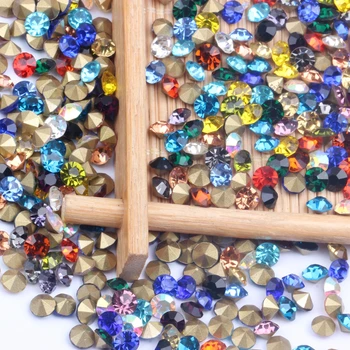 Стъклени кристали с остри облегалка, кръгли блестящи мъниста ss20 4,6-4,8 mm, 1440 бр., много цветове за избор за направата на бижута, diy