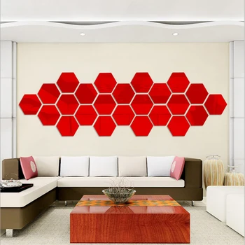 Творчески 3D Шестиугольные Огледално Стикери За Стена, Подвижни, с монтиран на стената Плакат на Изкуството за Домашен интериор САМ Акрилни Вратите Стикери за Декорация на Дома