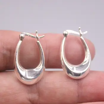 Тези обеци-халки от сребро 925 проба, U-образни пръстени 25 мм