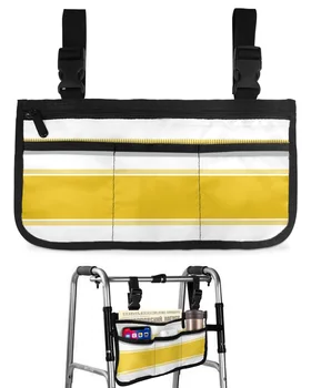 Текстурная Чанта За Инвалидна Количка В Жълта Ивица С Джобове, Странични Чанти За Оръжие, Чанта За Съхранение Прогулочной Дограма Електрически Скутер