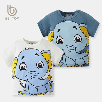 Тениска за момчета 2023 Нова лятна скъпа памучен тениски с анимационни слон