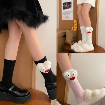 Топли и стилни чорапи с уникални очи същества, среден чорап за жени