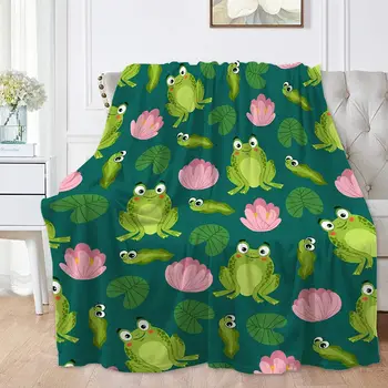 Уважаеми одеяло с една жаба, Меко топло флисовое одеяло с анимационни жаба за легла, диван, всекидневна, завивки за деца и възрастни