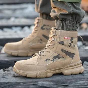 Улични мъжки работни обувки, защитни обувки, защита от пробиви, работни ботуши със стоманени пръсти, Нерушимые армейските обувки за пустинята, защитни
