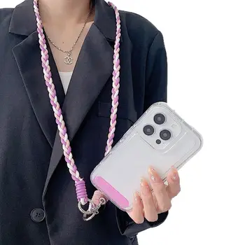 Универсален тъкани каишка за телефон, просто колоритен оплетена каишка за телефон, здрав свалящ въже за обесване през рамо