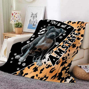 Фланелен Одеяла Amstaff, Модерно одеяло с 3D-принтом за кучета и Леопарди, Офис одеало за спане, Преносими Одеяло за пътуване, Директна Доставка