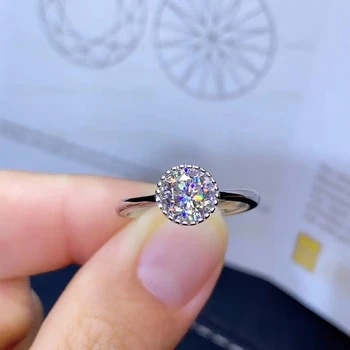 хрупкави пръстен със скъпоценния камък на муассанитом за жени, бижута, годежен пръстен за сватба, пръстен от сребро 925 проба, подарък за рожден ден