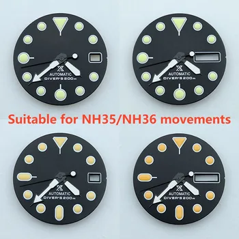 Циферблат NH35 /NH36 S dial Зелен светлинен 28,5 мм е подходящ за механизъм NH35 /NH36 аксесоари за часа инструмент за ремонт