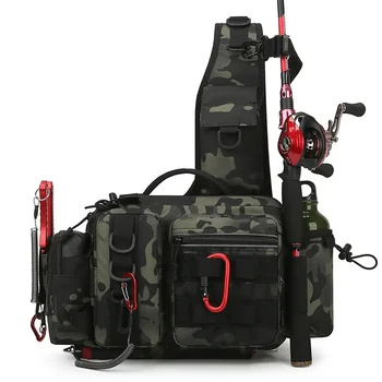 Чанта Luya богат на функции мъжки тактическа чанта през рамо за риболов, полюс Водоустойчива раница с голям капацитет за съхранение на открито