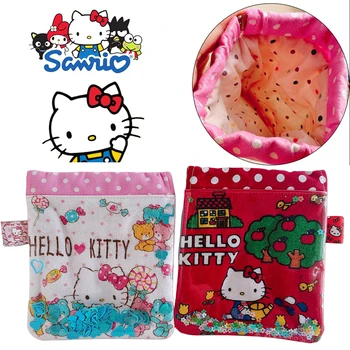 Чанта от съвсем малък Sanrio Hello Kitty, преносим портфейл за монети, Малка чанта за слушалки, Органайзер за слушалки, Мини-косметичка за съхранение на различни козметични принадлежности.